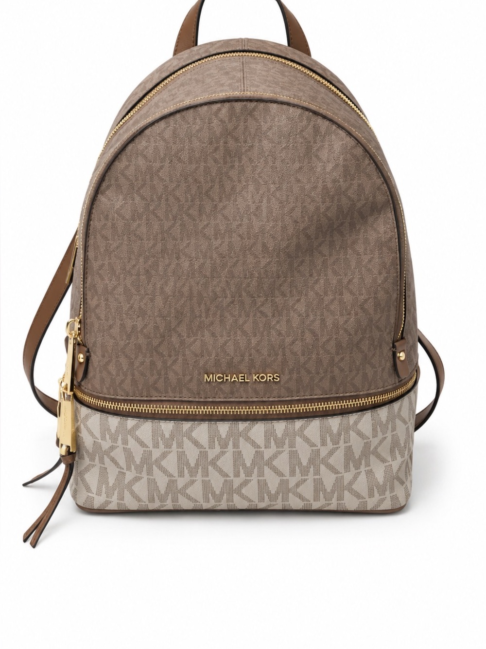Michael Kors Brown and Beige Signature MK Backpack